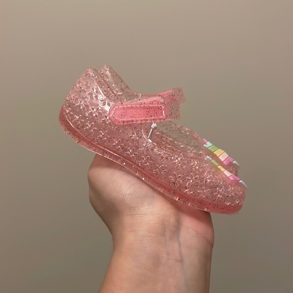 NWT Baby Girl Glitter Jelly Shoe Bundle, Pink Seashell & Multi Star - Picture 12 of 15
